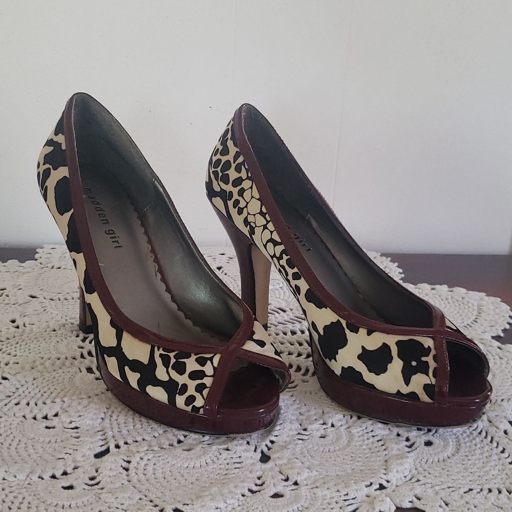 Super Cute Madden Girl Cowprint Heels Sz 8